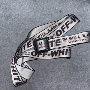 Off-White Belt with Black and White Design